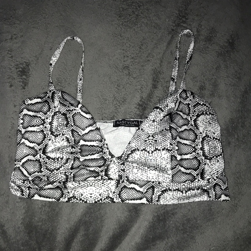 Nasty gal snake print crop top.